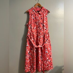 J Jason Wu Womens Lined Midi Shirt Dress Boho Pink Belted Pockets Sz 1X New